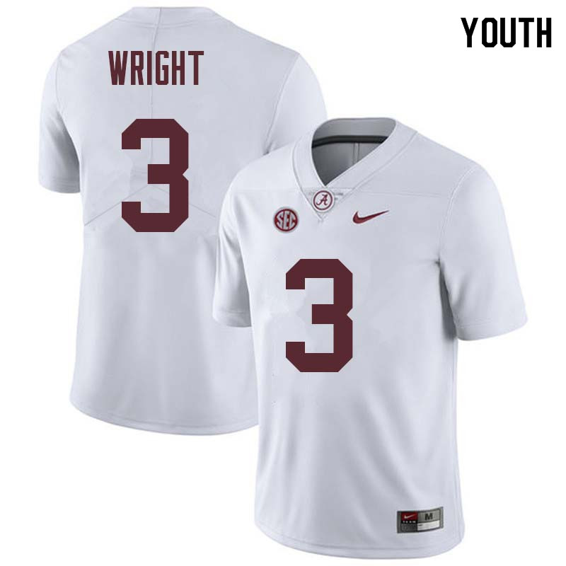 Alabama Crimson Tide Youth Daniel Wright #3 White NCAA Nike Authentic Stitched College Football Jersey PS16C67LI